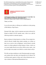 Statement by the Delegation of Denmark on the Russian Federation’s ongoing aggression against Ukraine