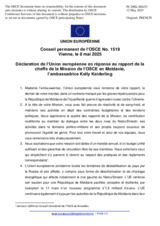 Déclaration de l’Union européenne en réponse au rapport de la cheffe de la Mission de l’OSCE en Moldavie, l’ambassadrice Kelly Keiderling