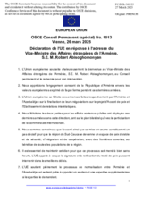 Déclaration de l'UE en réponse à l'adresse du Vice-Ministre des Affaires étrangères de l'Arménie, S.E. M. Robert Abisoghomonyan