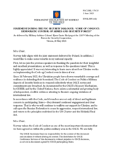 Statement by the Delegation of Norway on the Democratic Control of Armed and Security Forces
