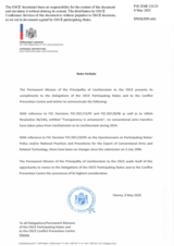 Response by the Delegation of Liechtenstein to the Questionnaire on Participating States’ Policy and/or National Practices and Procedures for the Export of Conventional Arms and Related Technology Response by the Delegation of Liechtenstein to the Questionnaire on Participating States’ Policy and/or National Practices and Procedures for the Export of Conventional Arms and Related Technology