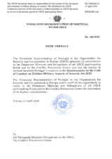 Response by the Delegation of Portugal to the Questionnaire on the Code of Conduct on Politico-Military Aspects of Security