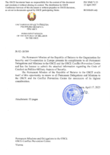 Response by the Delegation of Belarus to the Questionnaire on the Code of Conduct on Politico-Military Aspects of Security