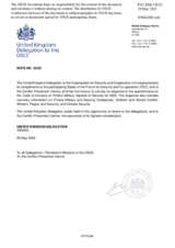 Response by the Delegation of the United Kingdom to the Questionnaire on the Code of Conduct on Politico-Military Aspects of Security Response by the Delegation of the United Kingdom to the Questionnaire on the Code of Conduct on Politico-Military Aspects of Security