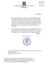 Response by the Delegation of Norway to the Questionnaire on Participating States’ Policy and/or National Practices and Procedures for the Export of Conventional Arms and Related Technology