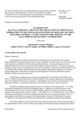 Statement by the Delegation of the Russian Federation on the Democratic Control of Armed and Security Forces