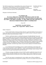 Statement by the Delegation of the Russian Federation on the military exercise “Zapad-2025”, to be conducted in September 2025