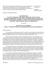 Statement by the Delegation of the Russian Federation on the Security Dialogue on Women, Peace and Security: “The Role Of Women in Strengthening Defence and Ensuring Resilience”