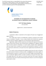 Statement by the Delegation of Ukraine on Russia’s war of aggression against Ukraine