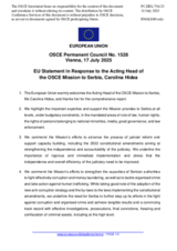 Statement by the Danish EU Presidency in response to the report by the Acting Head of the OSCE Mission to Serbia, Ms. Carolina Hidea