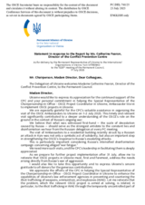 Statement by the Delegation of Ukraine in response to the report by the Director of the Conflict Prevention Centre, Ms. Kate Fearon