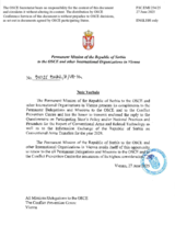 Response by the Delegation of Serbia to the Questionnaire on Participating States’ Policy and/or National Practices and Procedures for the Export of Conventional Arms and Related Technology Response by the Delegation of Serbia to the Questionnaire on Participating States’ Policy and/or National Practices and Procedures for the Export of Conventional Arms and Related Technology