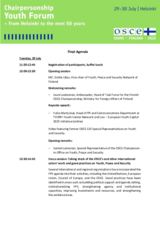 OSCE Chairpersonship Youth Forum — Final Agenda