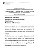 Speech outlining 2026 Chairpersonship priorities by Federal Councillor Ignazio Cassis, Head of Switzerland’s Federal Department of Foreign Affairs