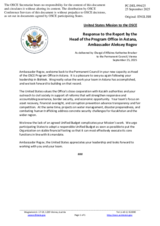 Statement by the Delegation of the United States of America in response to the report by the Head of the OSCE Programme Office in Astana, Ambassador Alexey Rogov