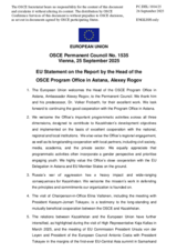 Statement by the Danish EU Presidency in response to the report by the Head of the OSCE Programme Office in Astana, Ambassador Alexey Rogov