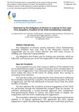 Statement by the Delegation of Ukraine in response to the address by the President of the OSCE Parliamentary Assembly, H.E. Mr. Pere Joan Pons Sampietro