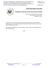 Statement by the Delegation of the United States of America on the violation of Polish airspace by the Russian Federation