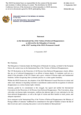 Statement by the Delegation of Armenia on the International Day of the Victims of Enforced Disappearances, observed on 30 August 2025