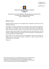 Statement by the Delegation of Norway on the Russian Federation’s ongoing aggression against Ukraine