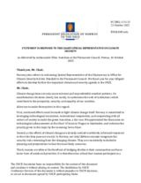 Statement by the Delegation of Norway in response to the address by the Special Representative of the Chairperson-in-Office on Climate and Security, Ms. Kerstin Stendahl