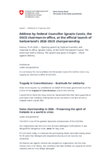 Address by Federal Councillor Ignazio Cassis, the OSCE Chairman-in-Office, at the official launch of Switzerland's 2026 OSCE Chairpersonship