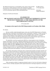 Statement by the Delegation of the Russian Federation in response to the report by the OSCE Representative on Freedom of the Media