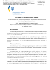 Statement by the Delegation of Ukraine on the Report by the Representative on Freedom of the Media