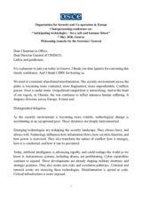 Opening remarks by Secretary General Feridun H. Sinirlioğlu at the 'Anticipating technologies – for a safe and humane future' Conference 