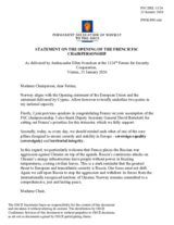 Statement by the Delegation of Norway on the Opening session under the French Chairmanship
