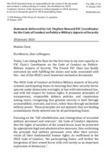 Statement delivered by Col. Stephen Howard FSC Coordinator for the Code of Conduct on Politico-Military Aspects of Security