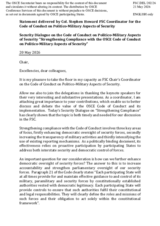 Statement by the FSC Coordinator for the Code of Conduct on Politico-Military Aspects of Security