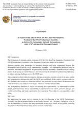 Statement by the Delegation of Armenia in response to the address of the President of the OSCE Parliamentary Assembly