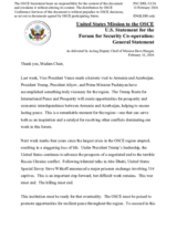 Statement by the Delegation of the United States of America on “Contribution of the United States of America to international peace efforts and reform of the OSCE”
