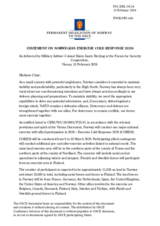 Statement by the Delegation of Norway on “Military exercise “Cold Response 2026”, to be conducted from 9 to 19 March 2026”