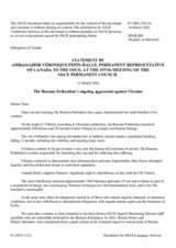 Statement by the Delegation of Canada on "The Russian Federation's Ongoing Aggression Against Ukraine"