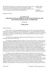 Statement by the Delegation of Armenia on "Closing Session - Closing Statement by France"