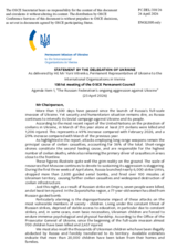 Statement by the Delegation of Ukraine on “The Russian Federation’s Ongoing Aggression Against Ukraine”