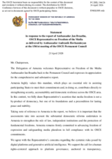 Statement by the Delegation of Armenia on the "Report by the OSCE Representative on Freedom of the Media"