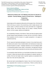 Statement by the Delegation of Ireland on the "Security Dialogue: women in the armed forces, challenges and perspectives"
