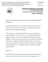Statement by the Delegation of the United States of America on the "Opening Session ‒ Opening statement by H.E. Maka Botchorishvili, Vice Prime Minister and Minister for Foreign Affairs of Georgia"