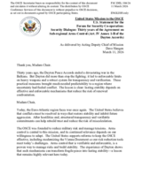 Statement by the Delegation of the United States of America on the "Security Dialogue: 30th Anniversary of the Agreement on Sub-Regional Arms Control (Annex 1-B, Article IV, of the General Framework Agreement for Peace in Bosnia and Herzegovina)"