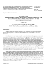 Statement by the Delegation of the Russian Federation on the "Report by the Director of the Office for Democratic Institutions and Human Rights (ODIHR)"