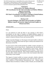 Statement by the FSC Coordinator for the Code of Conduct on Politico-Military Aspects of Security in collaboration with FSC Chair’s Coordinator on matters relating to UNSCR 1325