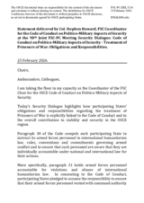 Statement by the FSC Co-ordinator for the Code of Conduct on Politico-Military Aspects of Security