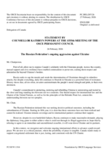 Statement by the Delegation of Canada on “The Russian Federation’s Ongoing Aggression Against Ukraine”