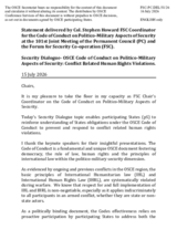 Statement by the FSC Coordinator for the Code of Conduct on Politico-Military Aspects of Security