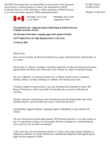 Statement by the Delegation of Canada on "The Russian Federation's Ongoing Aggression Against Ukraine"