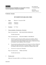 Journal of the 392nd Plenary Meeting of the Forum for Security Co-operation (es)
