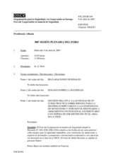 Journal of the 388th Plenary Meeting of the Forum for Security Co-operation (es)